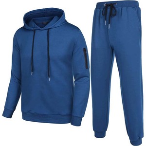 Pantalon de survêtement décontracté unisexe bleu, longueur intégrale, avec taille élastique et poches latérales, coupe classique, couleur unie, pour l'automne - Product Image 4