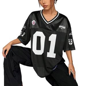 Jersey de Fútbol Americano para Mujer, Talla Grande, Malla Transpirable, Hombros Caídos, Cuello en V, Estilo Urbano, Personalizable, Suministro OEM - Product Image 6