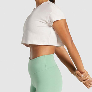 Vêtements de sport pour femme, tissu performant, absorbant la transpiration, extensible, haut court, t-shirt - Product Image 6