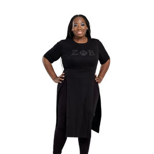 Top Largo Zeta Phi Beta ZPHIB para Mujer, Negro, Elegante, Estilo Túnica, 100% Algodón, Ropa de Hermandad, Estilo Griego, Atuendo Moderno - Product Image 2