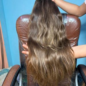 Extensions de cheveux humains vierges indiens Remy, double trame machine, pointes pleines, double tirage, 26 pouces, noirs, lisses, doux, brillants, qualité supérieure - Product Image 3