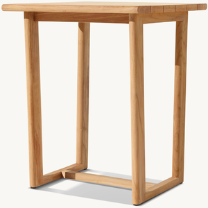 Mesa cuadrada en oferta con patas largas de madera de teca, estilo moderno y sencillo, apta para uso en exteriores. - Product Image 2