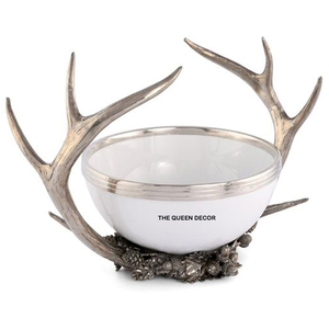 Antler Look Handle Customized <b>White</b> Finished <b>Bowl</b> Aluminum Stand for Decorate And <b>Serving</b> Dinnerware <b>Bowl</b> - Product Image 1
