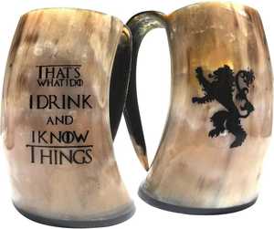 Jarra de cuerno vikinga ecológica en color negro y rubio, hecha a mano con cuerno 100% natural. Personalización disponible. - Product Image 4