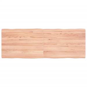Light Brown Solid <b>Wood</b> Live Edge Table <b>Top</b> 55.1"x19.7"x(0.8"-1.6") Treated Solid <b>Wood</b> Boards - Product Image 2