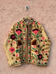 Chaqueta de lona con diseño de pato, hecha a mano, con bordado floral de algodón estilo Suzani, a prueba de viento, para mujer, estilo invierno, regalo para ella. - Product Image 2