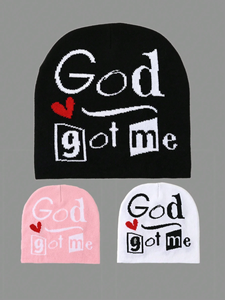 หมวกบีนนี่ปักลาย God Got Me สีดำ แบบยูนิเซ็กส์ สำหรับฤดูหนาว ทำจากอะคริลิก 100% ลายตัวอักษร ขนาดผู้ใหญ่ 56-58 ซม. - Product Image 6
