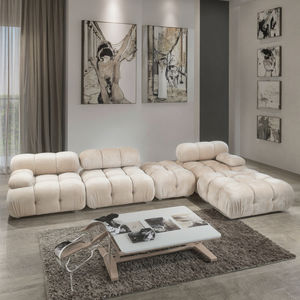 غرفة معيشة حديثة شمالية مع أريكة مقطعية على شكل حرف L لفيلا مول - Product Image 1