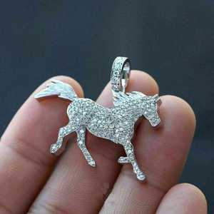 Colgante de Caballo con Incrustaciones de Moissanita, Plata 925, para Amantes de los Animales Ecuestres, Joyería Hip Hop, Regalos para Amantes de los Caballos - Product Image 2