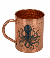 Mug en cuivre martelé artisanal avec motif tortue marine, tasse à boire en cuivre pur, mug Moscow Mule, tasse en cuivre sur le thème de la faune marine