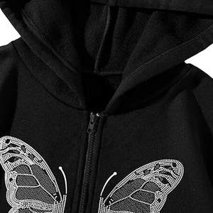 Sudadera con capucha con cremallera y logo personalizado al por mayor, estilo urbano, de algodón con pedrería, para invierno, oversize, ecológica, servicio OEM - Product Image 6