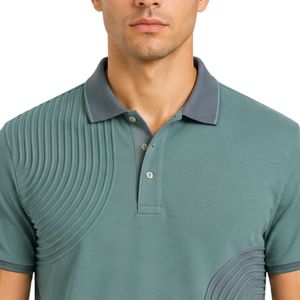 Polo Personalizado para Hombre en Verde Salvia y Gris Carbón, Manga Corta, Ropa Casual de Golf, Marca Privada OEM, Uniforme Transpirable al por Mayor - Product Image 6