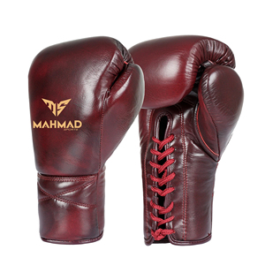 ถุงมือชกมวยหนังแท้ Mahmad แบบผูกเชือก ปรับสายรัดข้อมือได้ สำหรับผู้ใหญ่และเยาวชน อุปกรณ์ฝึกซ้อม สีแดงเบอร์กันดี สไตล์วินเทจ สำหรับการฝึกซ้อมและการต่อสู้ - Product Image 6