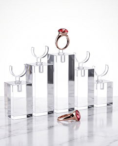 Elegant Modern Acrylic Square and Rectangle Display Blocks Clear and Polished for Ring Jewelry for Showcase - Product Image 1