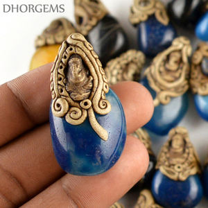 Collar con Colgante de Arcilla Polimérica Natural, Piedras Preciosas Mixtas con Patrón de Mapa, Dijes de Cerámica, Joyería - Product Image 1