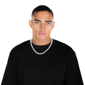 Collier chaîne tennis de style affirmé, taille brillant, en argent 925 plaqué rhodium, serti clos, luxe hip-hop pour femme - Product Image 3
