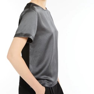 Camiseta de Mujer al por Mayor, Cuello Redondo, Corte Ajustado, Transpirable, Primavera/Verano, Seda/Algodón, Impresión de Logotipo Personalizado, Servicio OEM - Product Image 4