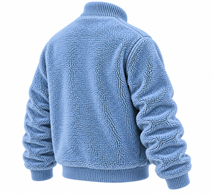 Chaqueta de Forro Polar Sherpa 100% Personalizada para Hombre, Color Azul Cielo, Cierre Metálico, Abrigo Sherpa Grueso para Invierno, Directo de Fábrica, OEM - Product Image 4
