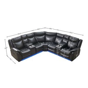 LE153 componibile componibile in nero con striscia LED moderno divano soggiorno - Product Image 4