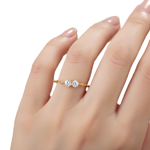 Round Cut Lab Created DEF Color VS VVS Clarity 18K Solid Gold Minimalist <b>Ring</b> Half Chain Diamond <b>Ring</b> Wedding <b>Proposal</b> <b>Ring</b> - Product Image 6