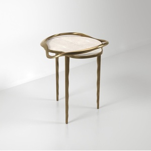 Mesa de Cóctel de Aluminio Floral de Alta Calidad, Mueble de Metal de Primera Calidad, Mesa Auxiliar Decorativa para el Hogar, Hotel, Mesa para Bebidas y Vino, Latón - Product Image 5