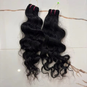 Mèches de cheveux humains naturels ondulés provenant de temples indiens |   Fournisseur d'extensions de cheveux Remy bruts non traités - Product Image 1