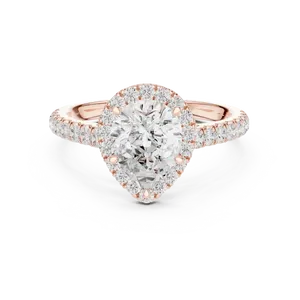 Anillo de Compromiso con Halo de Diamantes Cultivados en Laboratorio en Forma de Pera de 1.5 ct, Oro Sólido de 14K/18K, Banda Pavé de 0.53 CTW, Anillo Nupcial para Mujer - Product Image 3