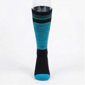<b>Knee</b> <b>High</b> Cycling <b>Socks</b> Blue Black Striped Breathable Knitted for Adults Summer Sport Wear - Product Image 1
