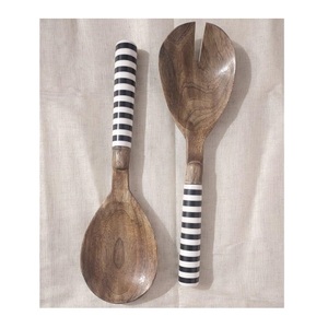 Sustainable Handmade Wooden <b>Salad</b> Server with Resin Handle Acacia Wood <b>Salad</b> <b>Tools</b> Set Dishwasher Safe American Style - Product Image 1