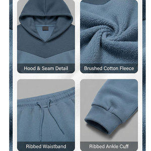 Survêtement pour homme anti-boulochage en molleton de coton épais, respirant et sans coutures, fabriqué par Sewing Hub Industry - Product Image 4