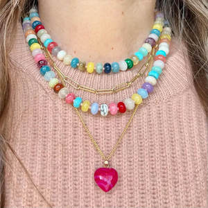 Pendentif Cœur en Opale, Collier en Argent Sterling Plaqué Rhodium avec Chaîne Dorée, Bijou pour Fiançailles, Fêtes et Guérison Spirituelle - Product Image 3