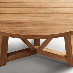 Table ronde de style moderne et épuré, adaptée à l'extérieur, en teck écologique. - Product Image 5