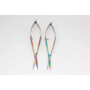 Professional Stainless Steel Curved Blade Spring Scissors Sharp Tip Precision Cuticle Eyebrow Trimming Right-Handed Steel Handle - Product Image 4