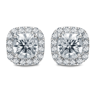 0.34 CT Heart Cut Diamond Halo Freshwater Pearl 18K Gold <b>Stud</b> Earrings - Product Image 2