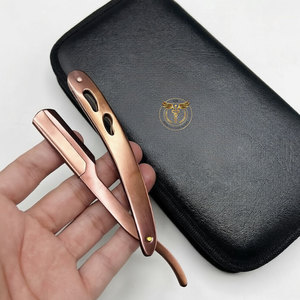 Navaja de Afeitar Profesional de Acero Inoxidable, Plegable, con Cuchilla Reemplazable, Herramienta de Corte de Cabello para Salón, Color Oro Rosa - Product Image 3