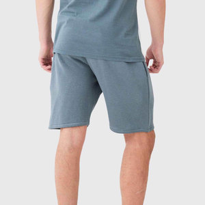 Conjunto de Camiseta y Pantalones Cortos para Hombre, Cuello Redondo, Color Sólido, Transpirable, de Algodón Tejido, Informal, Invernal, con Logotipo Frontal - Product Image 3
