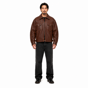 Chaqueta de Motociclista de Cuero de Oveja Grueso y Extra Grande para Hombre, Estilo Arquitectónico Tipo III, Prenda Exterior Holgada, Personalizada OEM - Product Image 1