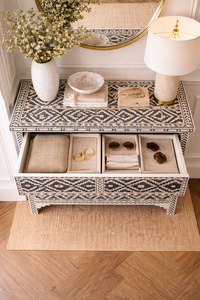 Luxury Solid Wood Modern Four-Drawer <b>Sideboard</b> with Black Finish for Kitchen Dining Living Room <b>Storage</b> - Product Image 2
