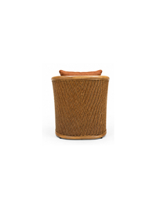 Fauteuil en rotin moderne avec dossier en osier tressé, siège et coussin en similicuir, mobilier pour restaurant et café - Product Image 5