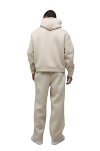 Ensemble de survêtement à capuche pour homme, couleur unie, 100% coton, coupe ample, sweat-shirt et pantalon de survêtement longs, tenue décontractée pour l'automne - Product Image 2