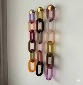 Handmade Resin Wall Hanging Chain Round Vertical Pattern <b>Art</b> Design for Home Decor Multi-Piece Package - Product Image 6
