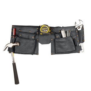 Cinturón de herramientas de cuero hecho a mano con bolsillos espaciosos, soportes seguros para herramientas, costuras de primera calidad y cintura ajustable en venta. - Product Image 1