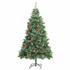 Grand arbre de Noël artificiel articulé en PVC vert et métal, décoration festive pour les fêtes - Product Image 2