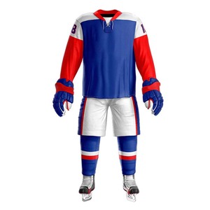 Uniforme de Hockey sobre Hielo para Hombre, Jersey Sublimado de Manga Larga, Pantalones Transpirables con Cuello en V, Ropa Deportiva de Invierno de Poliéster que Absorbe la Humedad - Product Image 1