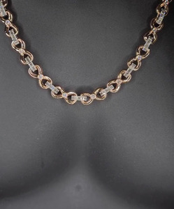 Cadena Infinita Única de 10 mm, Diamantes Moissanite de Corte Redondo y Baguette de Calidad VVS1, Cadena Infinita de Oro Rosa, Pasa la Prueba del Probador - Product Image 1