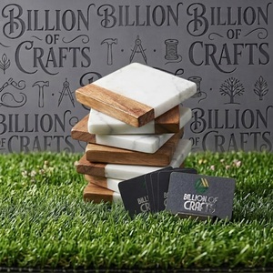 Marble Wood <b>Coaster</b> <b>Set</b> Of 6 Natural Stone Timber Beverage <b>Holder</b> Premium Tabletop Accessory - Product Image 5