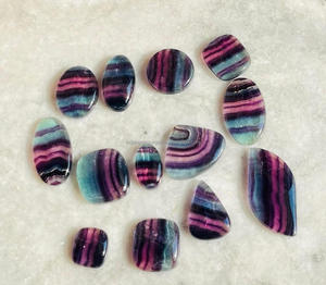 Cabochon de pierres précieuses en vrac, multi-fluorite naturelle, forme mixte polie, cabochon en cristal de toutes tailles pour la fabrication de pendentifs et de bijoux - Product Image 2
