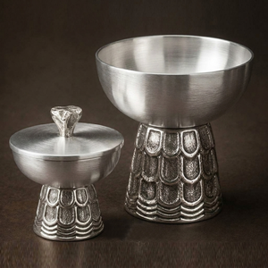 Ensemble de brûleurs d'encens en revêtement poudré noir mat avec base texturée argentée en forme ronde pour la décoration de la maison et l'aromathérapie - Product Image 3