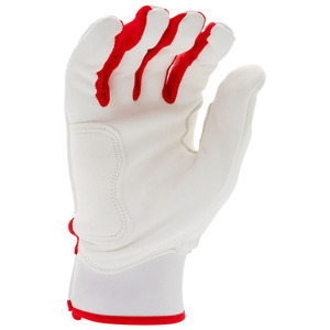 Adult Baseball Batting Gloves White <b>Red</b> Leather Breathable Flex Grip Adjustable Wrist Strap Sports OEM Factory Supply Gloves - Product Image 6