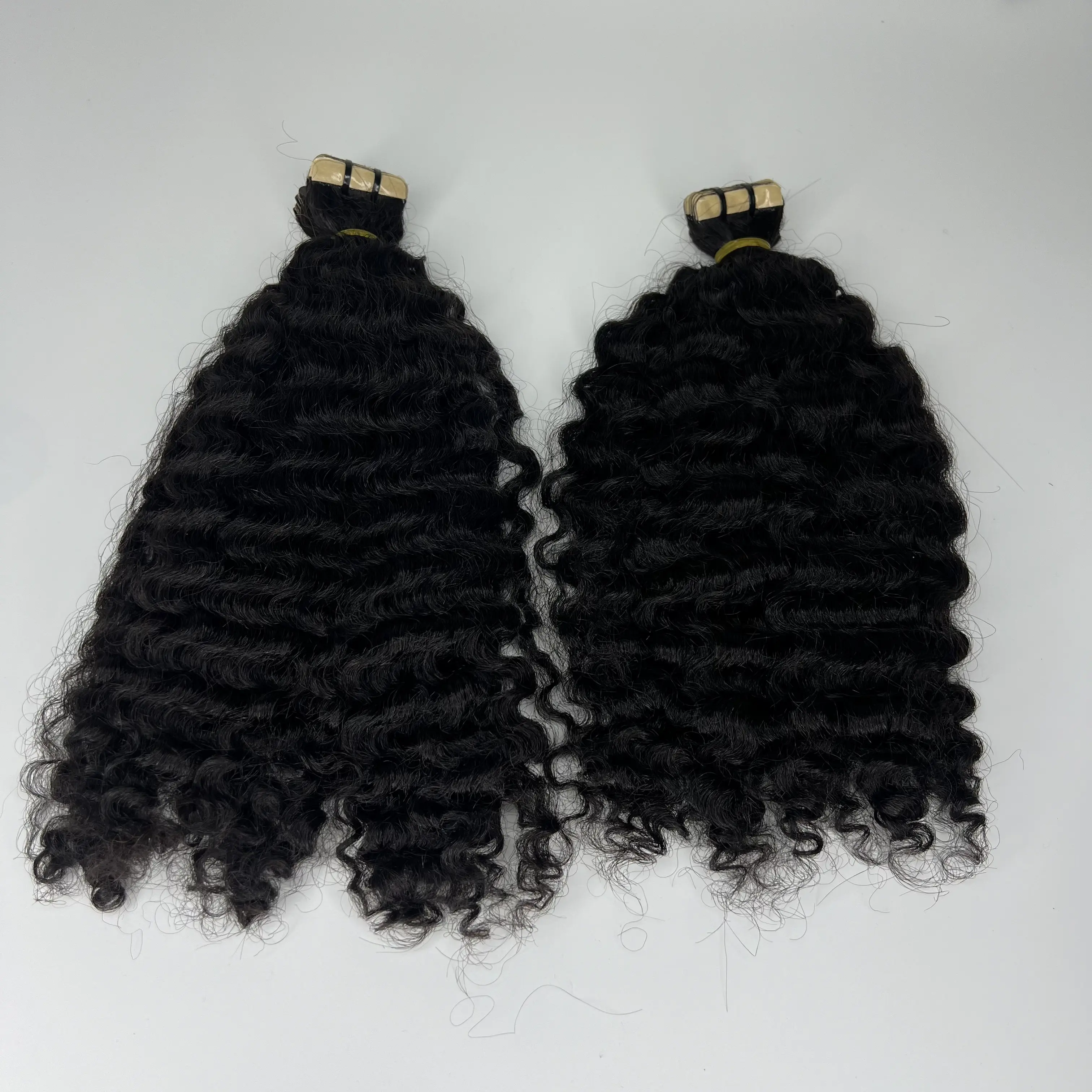 Burmese Curly With Natural Hair Weave Tape In 100% Raw Burmese Curly Human Hair Extension